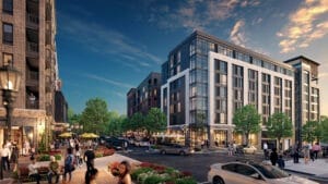 Hyatt House Raleligh Seaboard Station exterior rendering