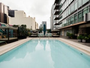 Alma pool and building exterior